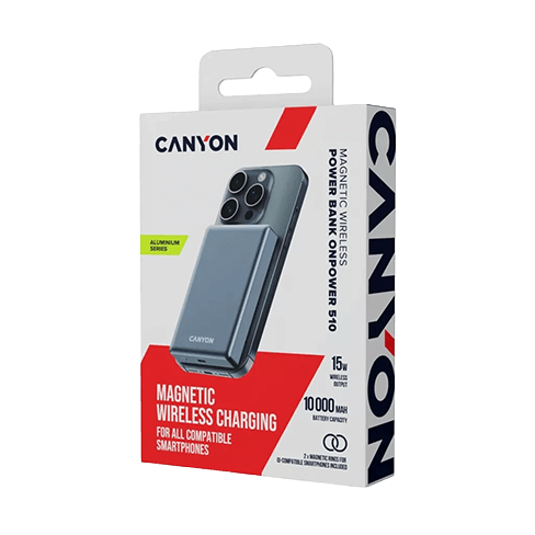 Canyon Power Bank OnPower 510 Magnetic | 10000 mAh Pelēks 7 img.