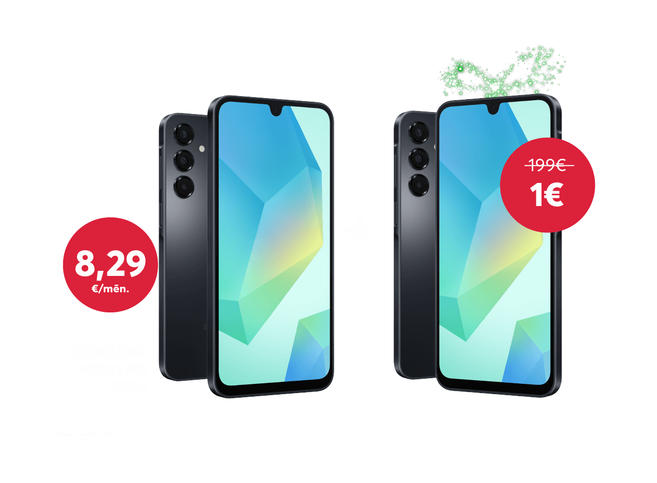 Pērc Samsung Galaxy A16 par 199 eiro un saņem otru tādu pašu par vienu eiro. 