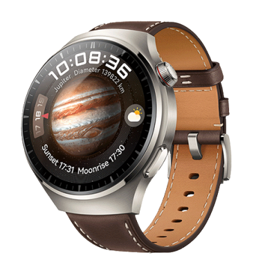 Huawei Watch 4 Pro LTE (eSIM) Aerospace - Grade Titanium with Brown Leather Strap (Medes-L19L) | Bite