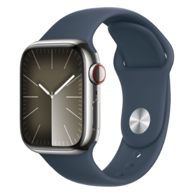 Apple Watch Series 9 GPS + Cellular 41mm Stainless Steel Case with Sport Band - S/M | Bite