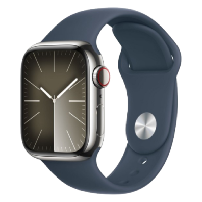Apple Watch Series 9 GPS + Cellular 41mm Stainless Steel Case with Sport Band - M/L | Bite