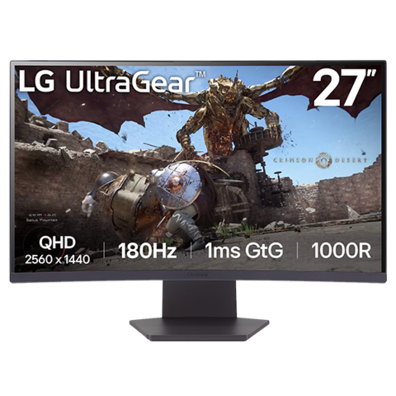 LCD Monitor|LG|27GS60QC-B|27''|Gaming/Curved|Panel VA|2560x1440|16:9|180 Hz|Matte|1 ms|Tilt|Colour Black|27GS60QC-B | Bite